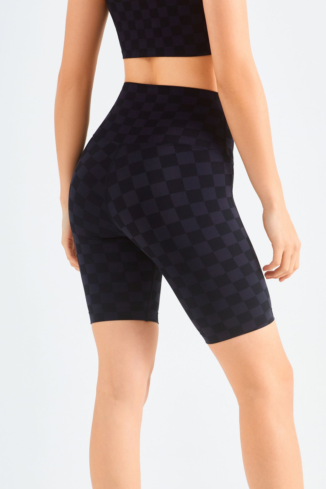 Checkerboard Sports Bra & Biker Shorts Activewear Set by bornfocus