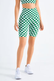 Checkerboard Sports Bra & Biker Shorts Activewear Set by bornfocus