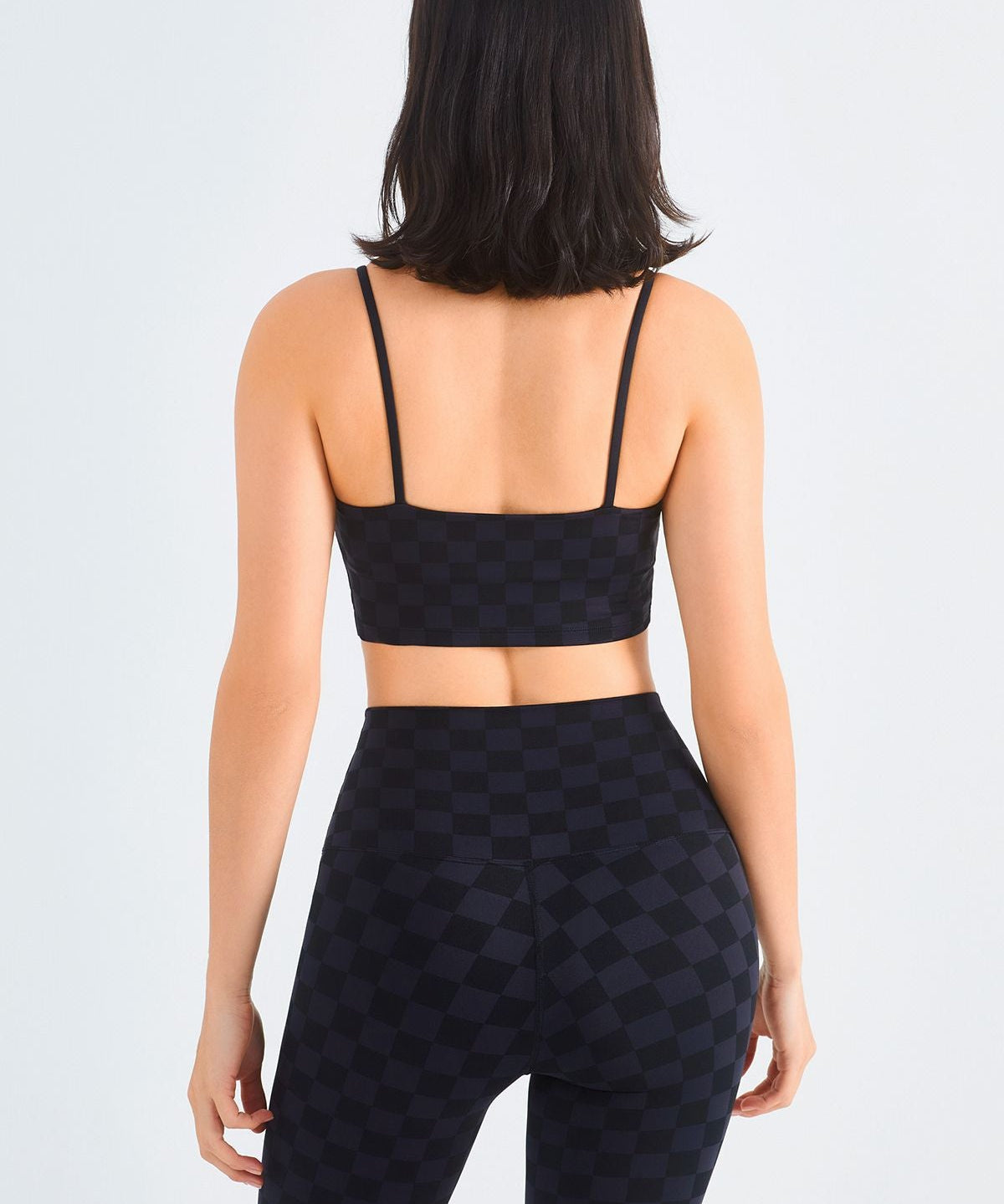 Checkerboard Spaghetti Straps Sports Bra by bornfocus