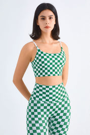 Checkerboard Spaghetti Straps Sports Bra by bornfocus