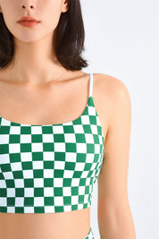 Checkerboard Spaghetti Straps Sports Bra by bornfocus