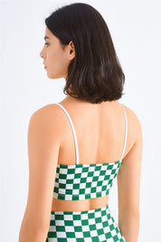 Checkerboard Spaghetti Straps Sports Bra by bornfocus