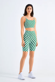 Checkerboard Spaghetti Straps Sports Bra by bornfocus