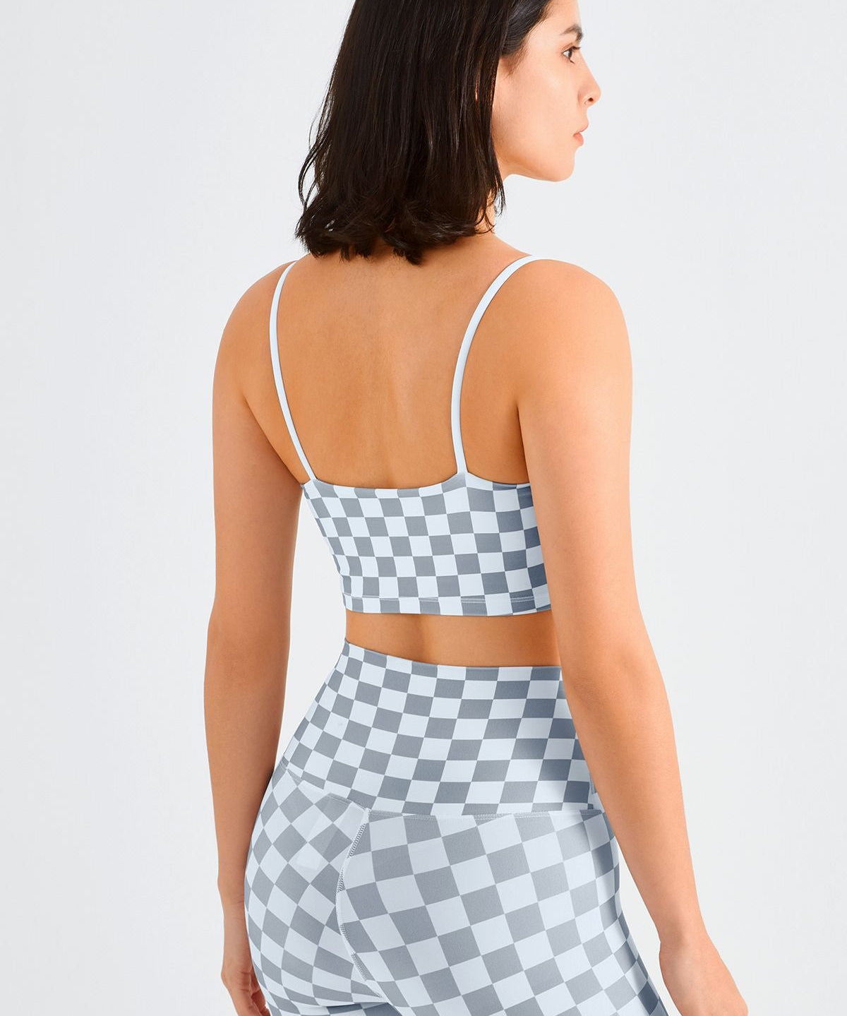 Checkerboard Spaghetti Straps Sports Bra by bornfocus