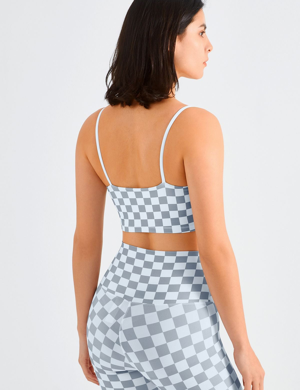 Checkerboard Spaghetti Straps Sports Bra by bornfocus