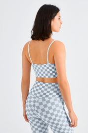 Checkerboard Spaghetti Straps Sports Bra by bornfocus