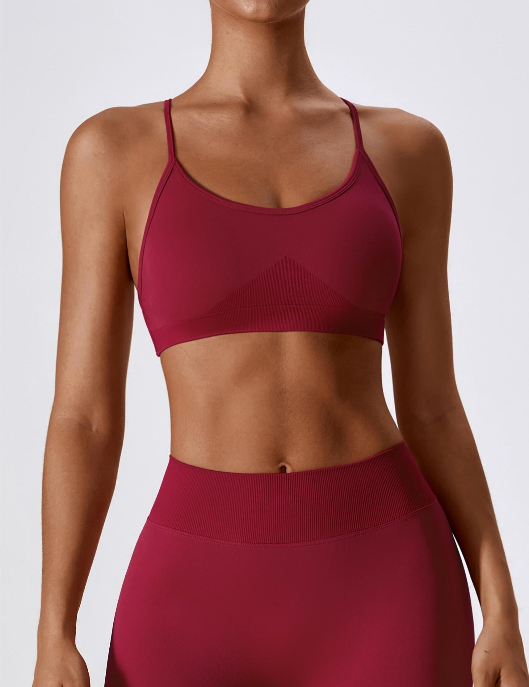 Chic Strappy Back Seamless Sports Bra by bornfocus