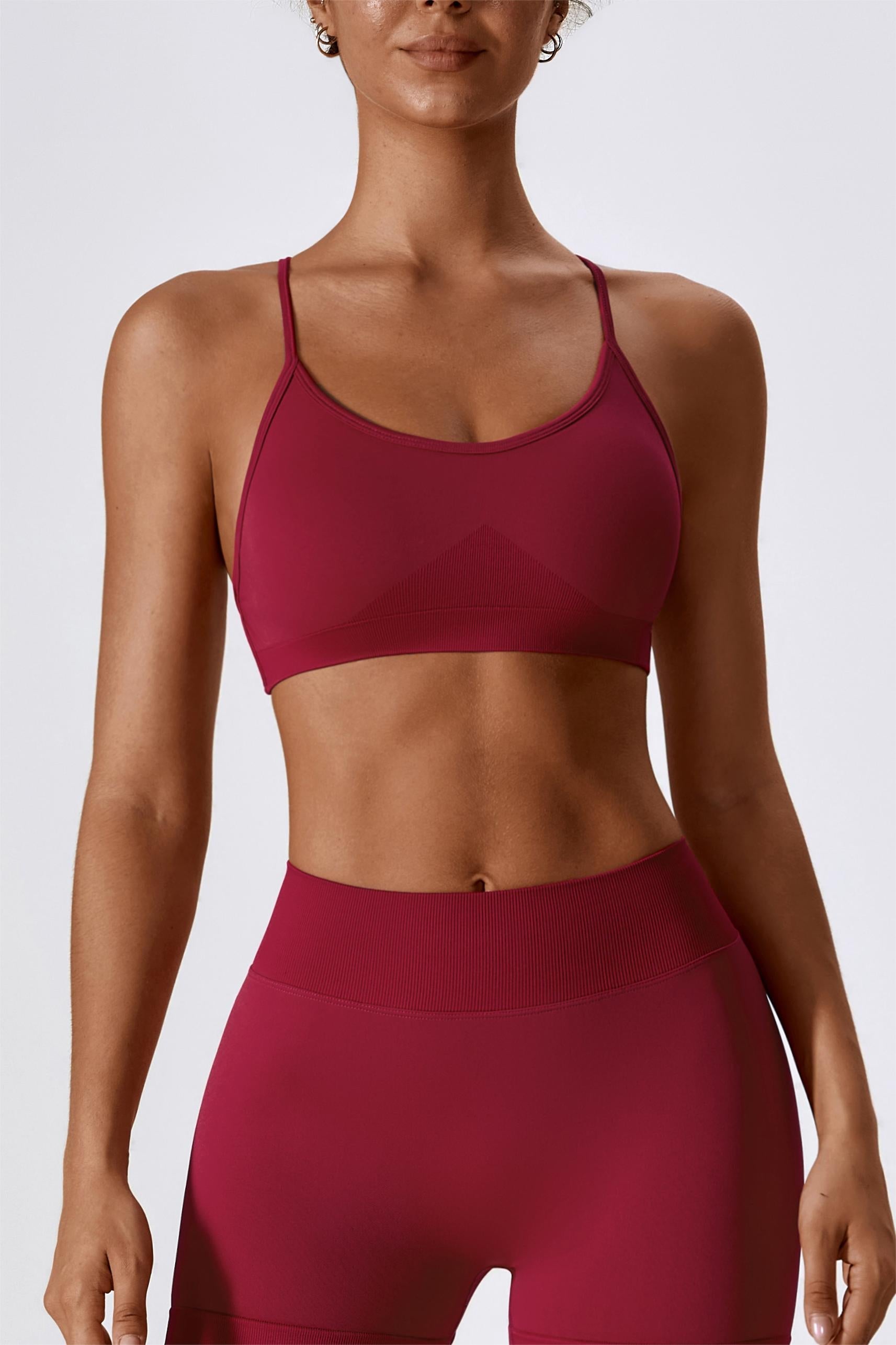 Chic Strappy Back Seamless Sports Bra by bornfocus