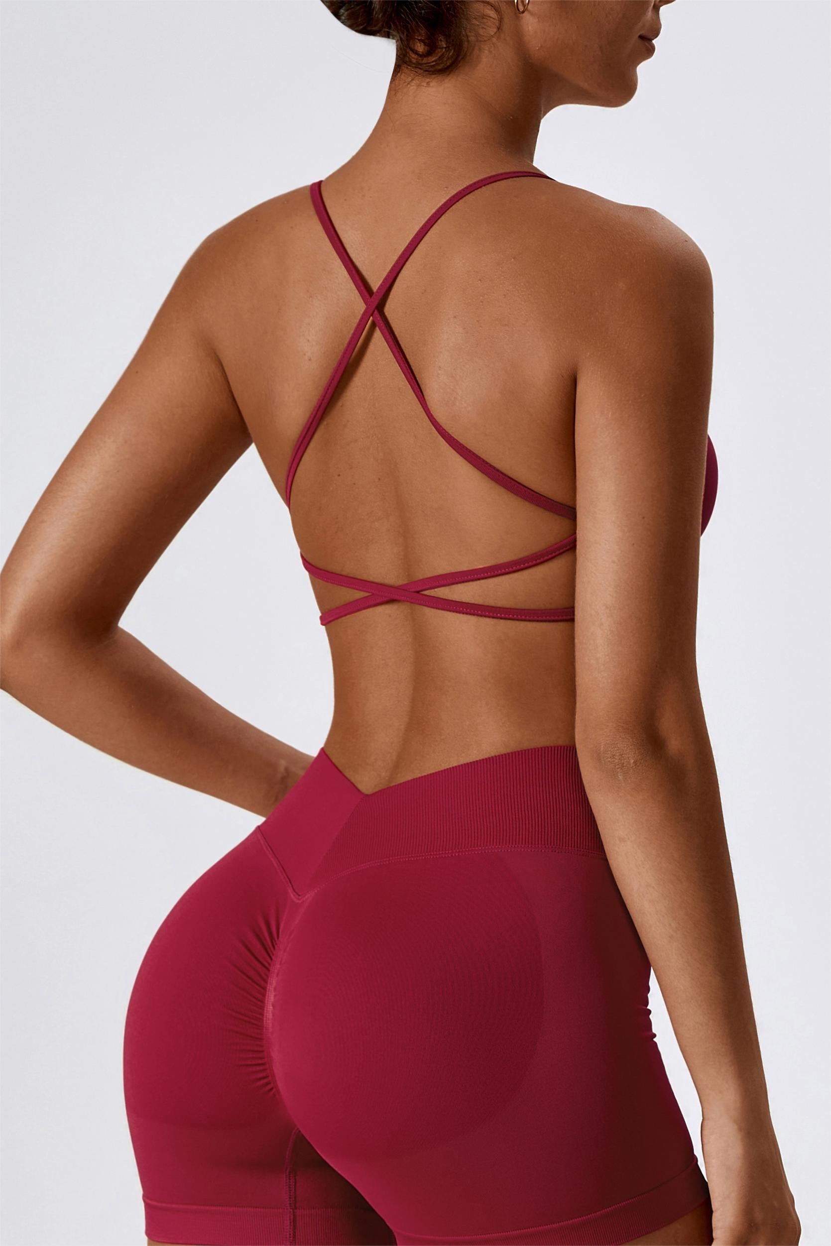 Chic Strappy Back Seamless Sports Bra by bornfocus