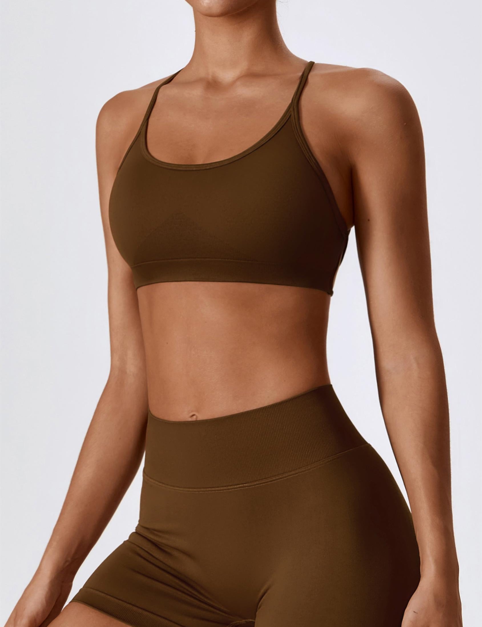 Chic Strappy Back Seamless Sports Bra by bornfocus