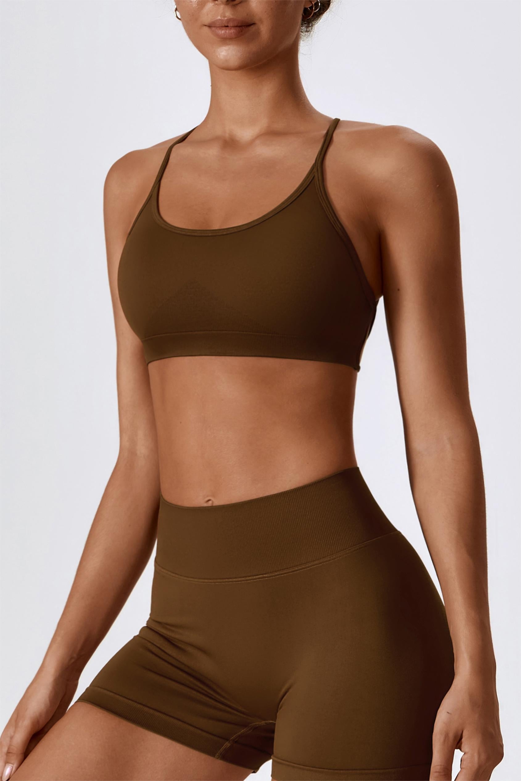 Chic Strappy Back Seamless Sports Bra by bornfocus