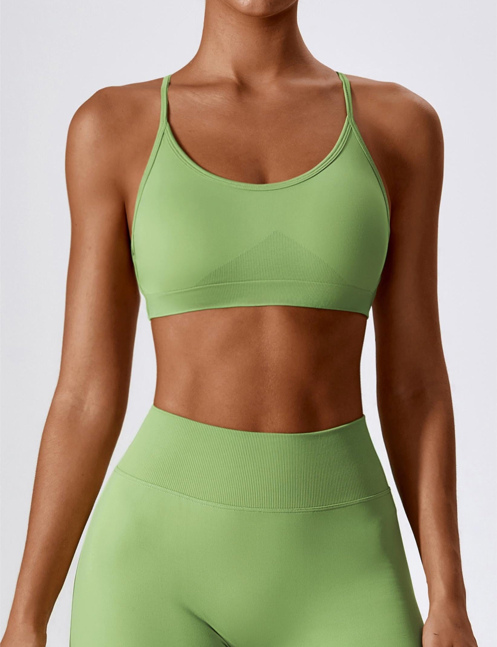 Chic Strappy Back Seamless Sports Bra by bornfocus