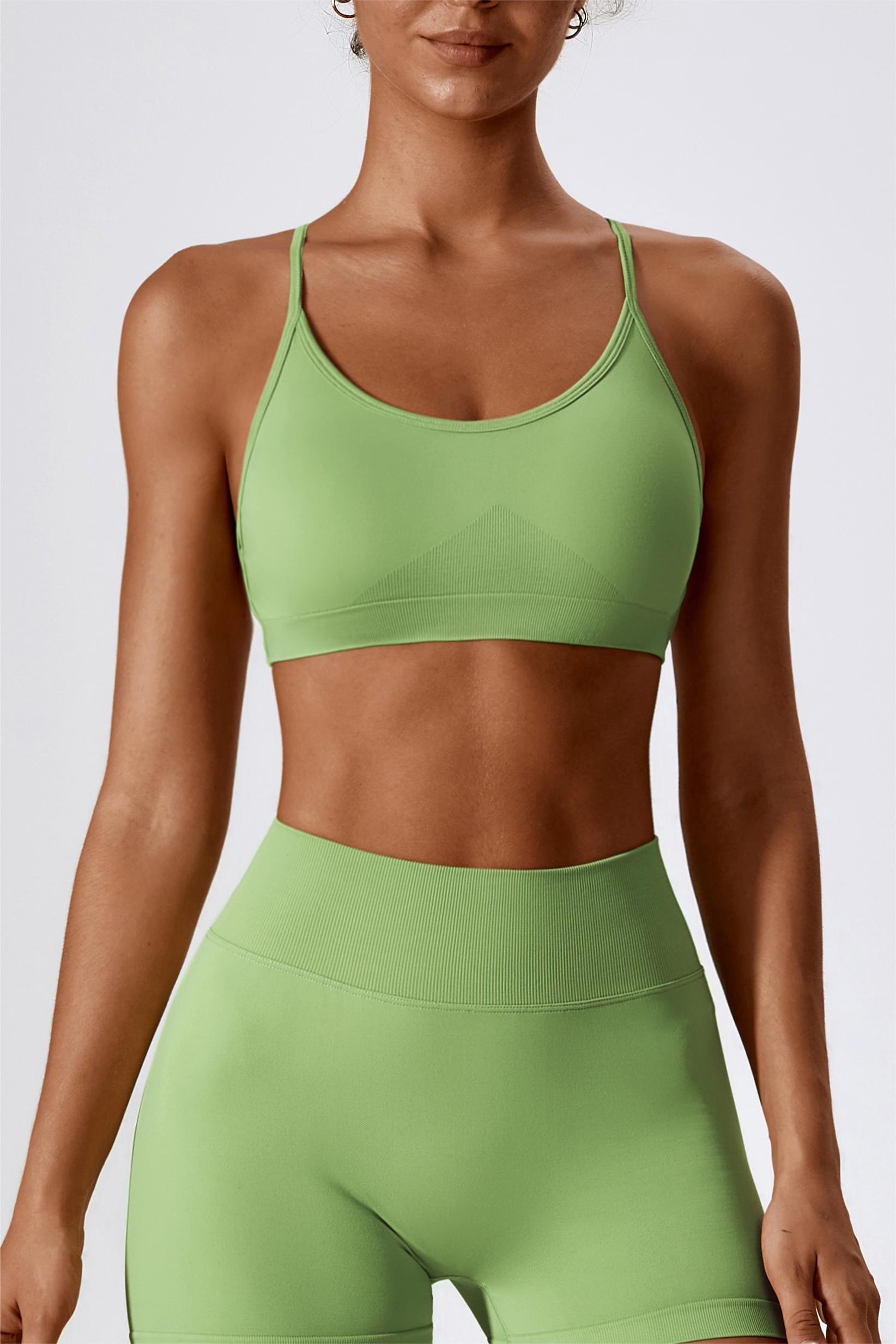 Chic Strappy Back Seamless Sports Bra by bornfocus