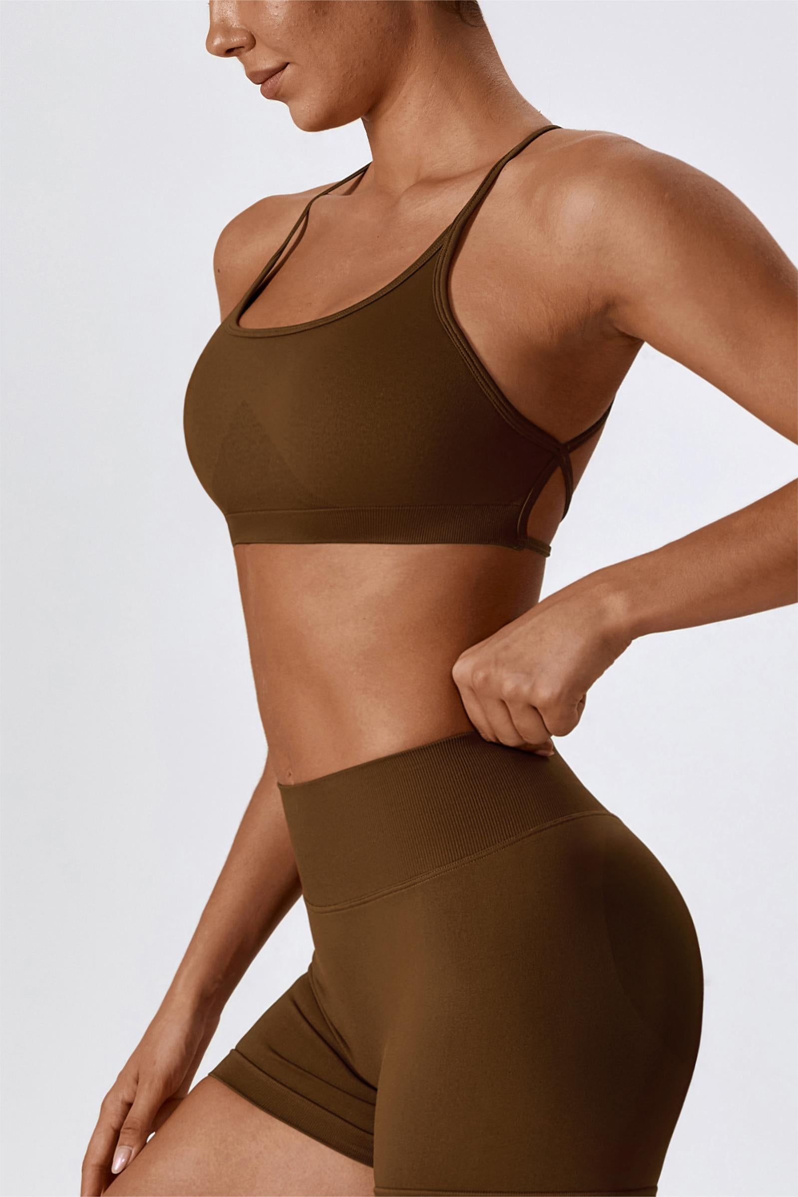 Chic Strappy Back Seamless Sports Bra by bornfocus