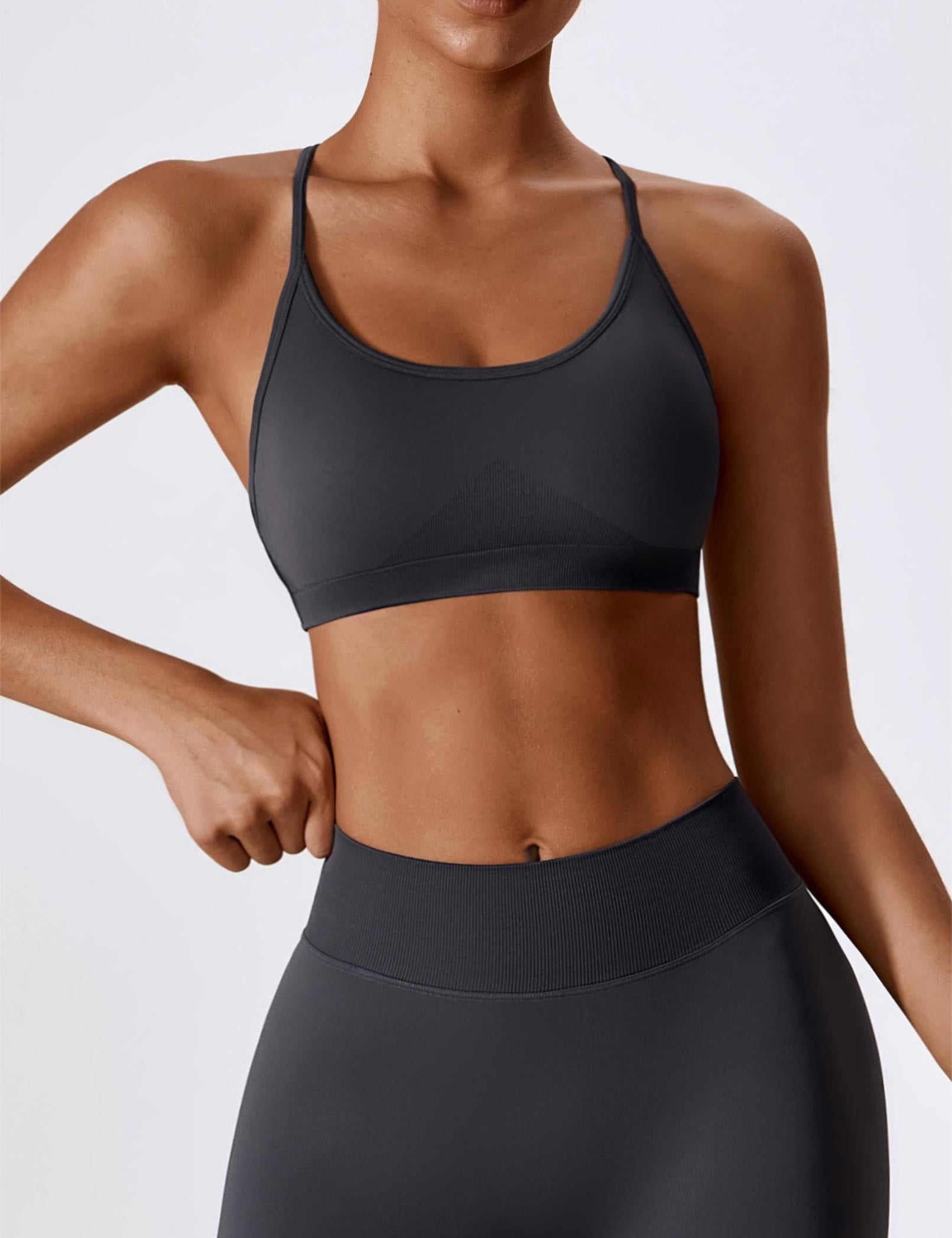 Chic Strappy Back Seamless Sports Bra by bornfocus