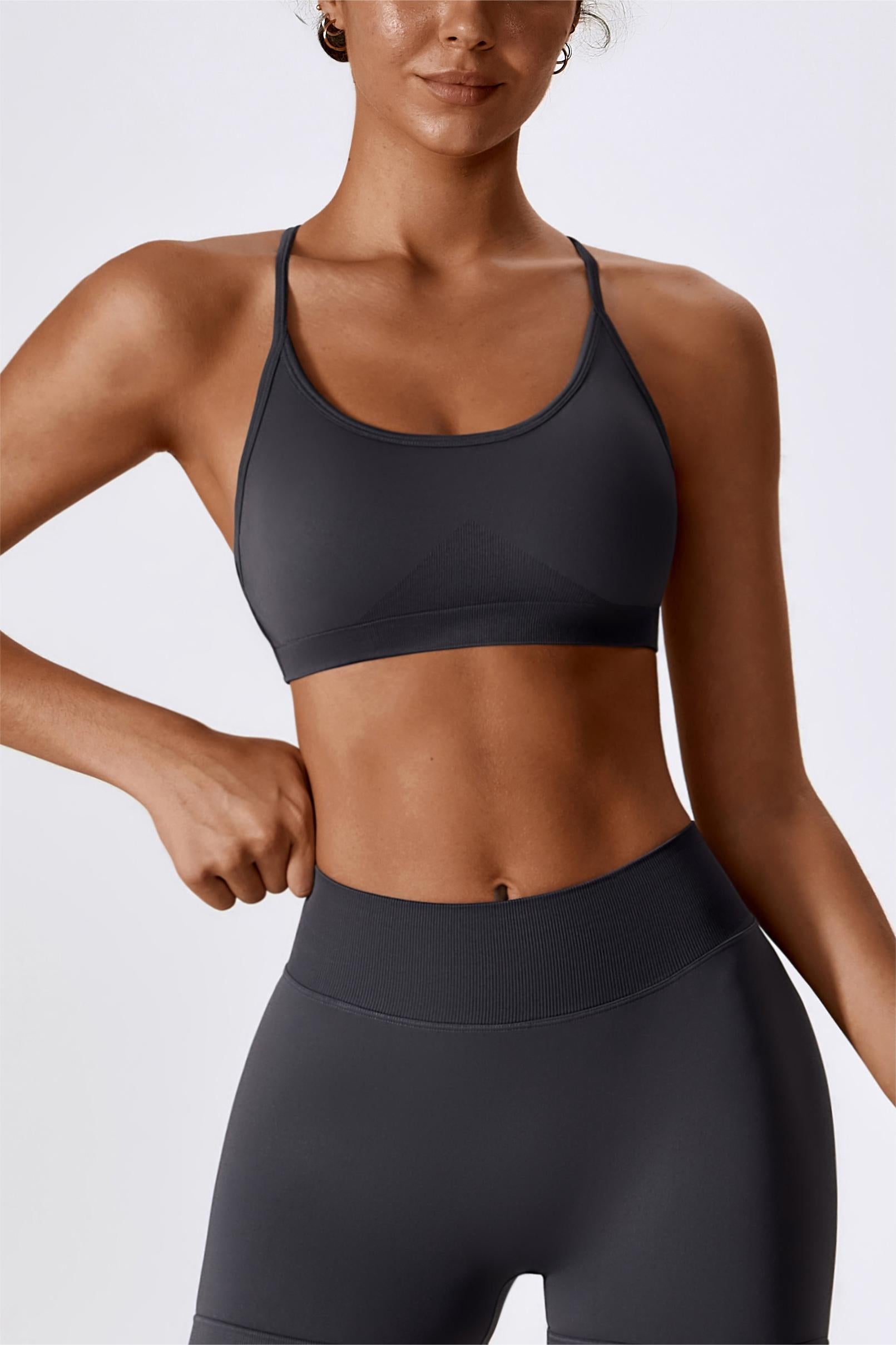 Chic Strappy Back Seamless Sports Bra by bornfocus