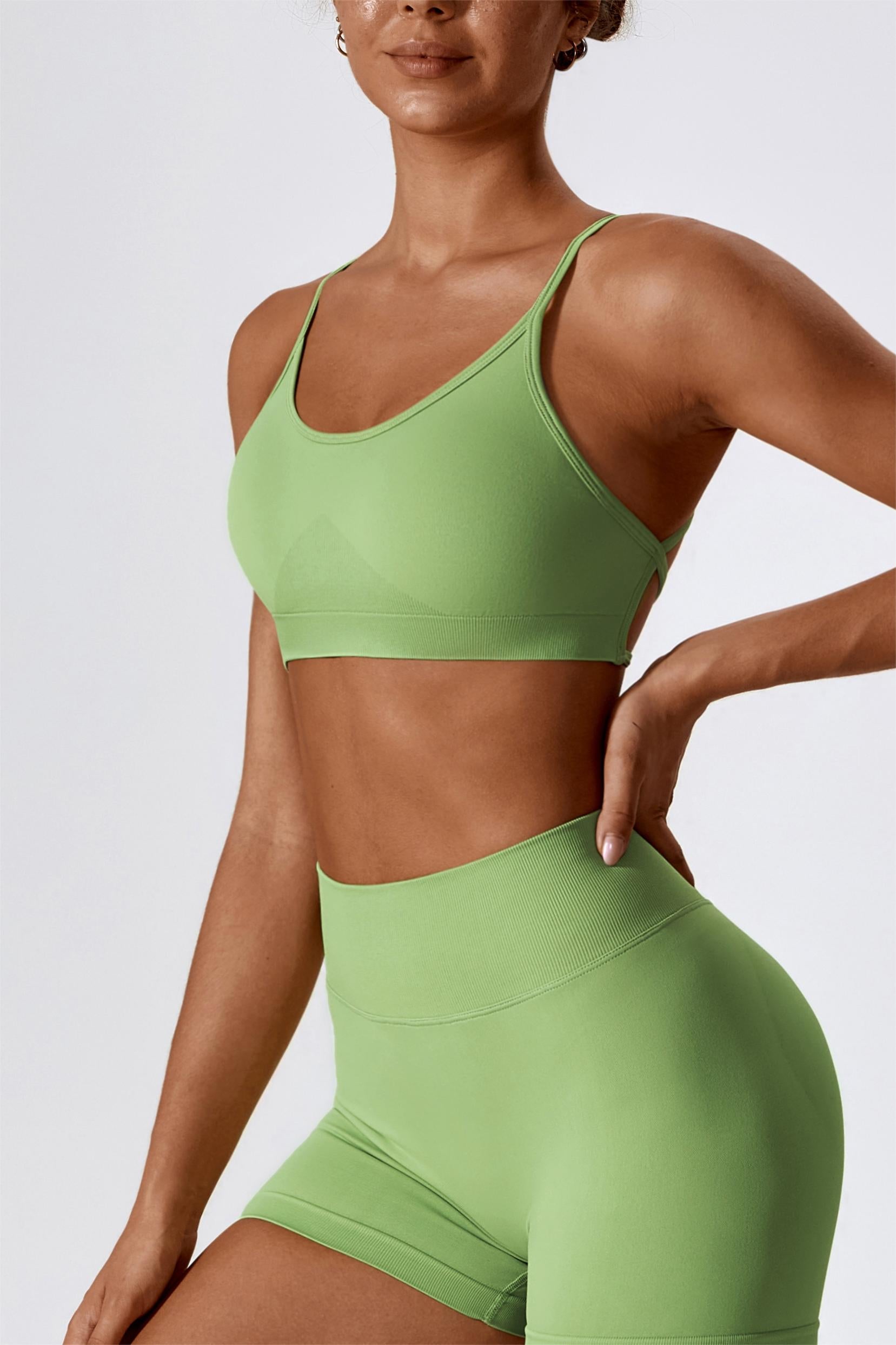 Chic Strappy Back Seamless Sports Bra by bornfocus