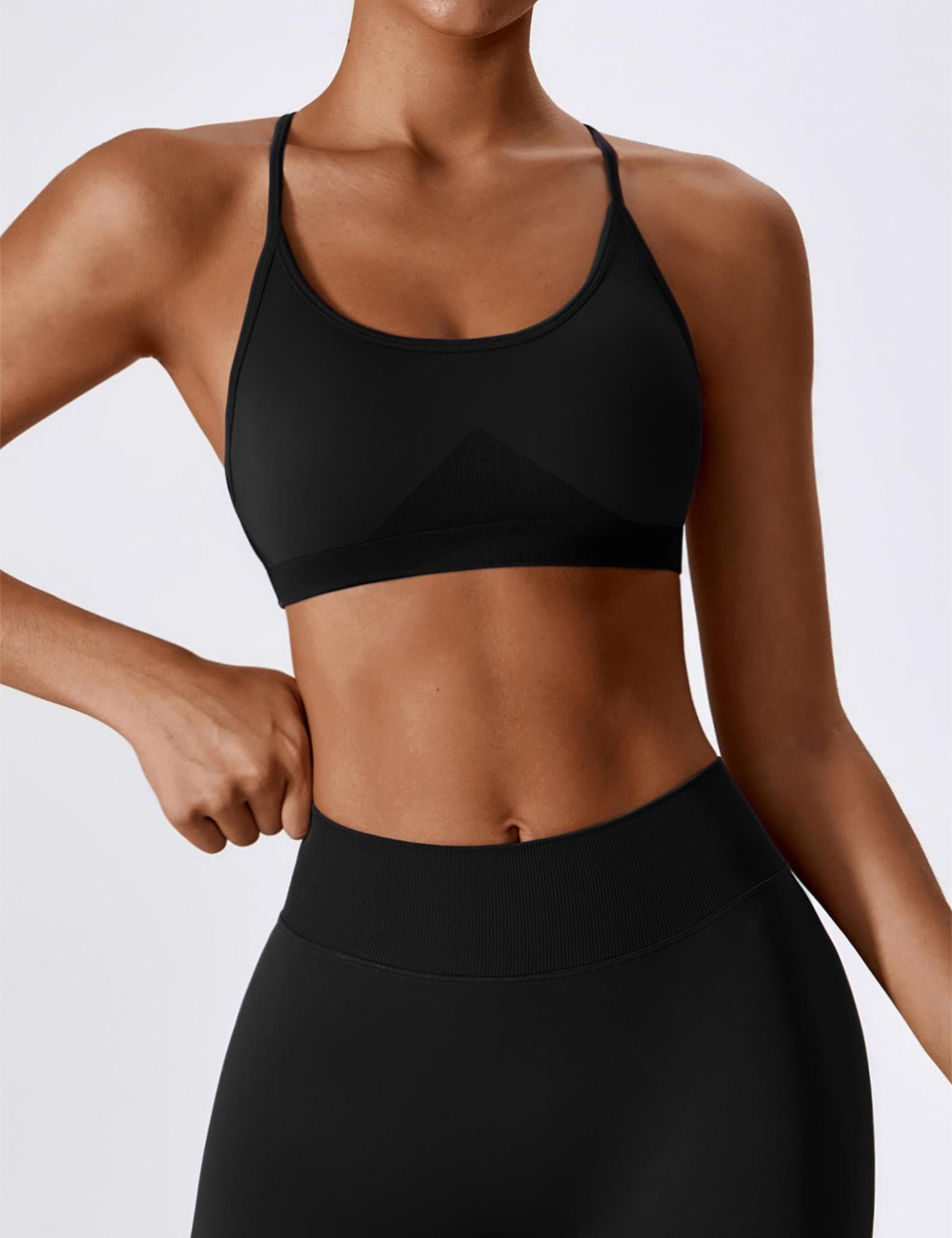 Chic Strappy Back Seamless Sports Bra by bornfocus