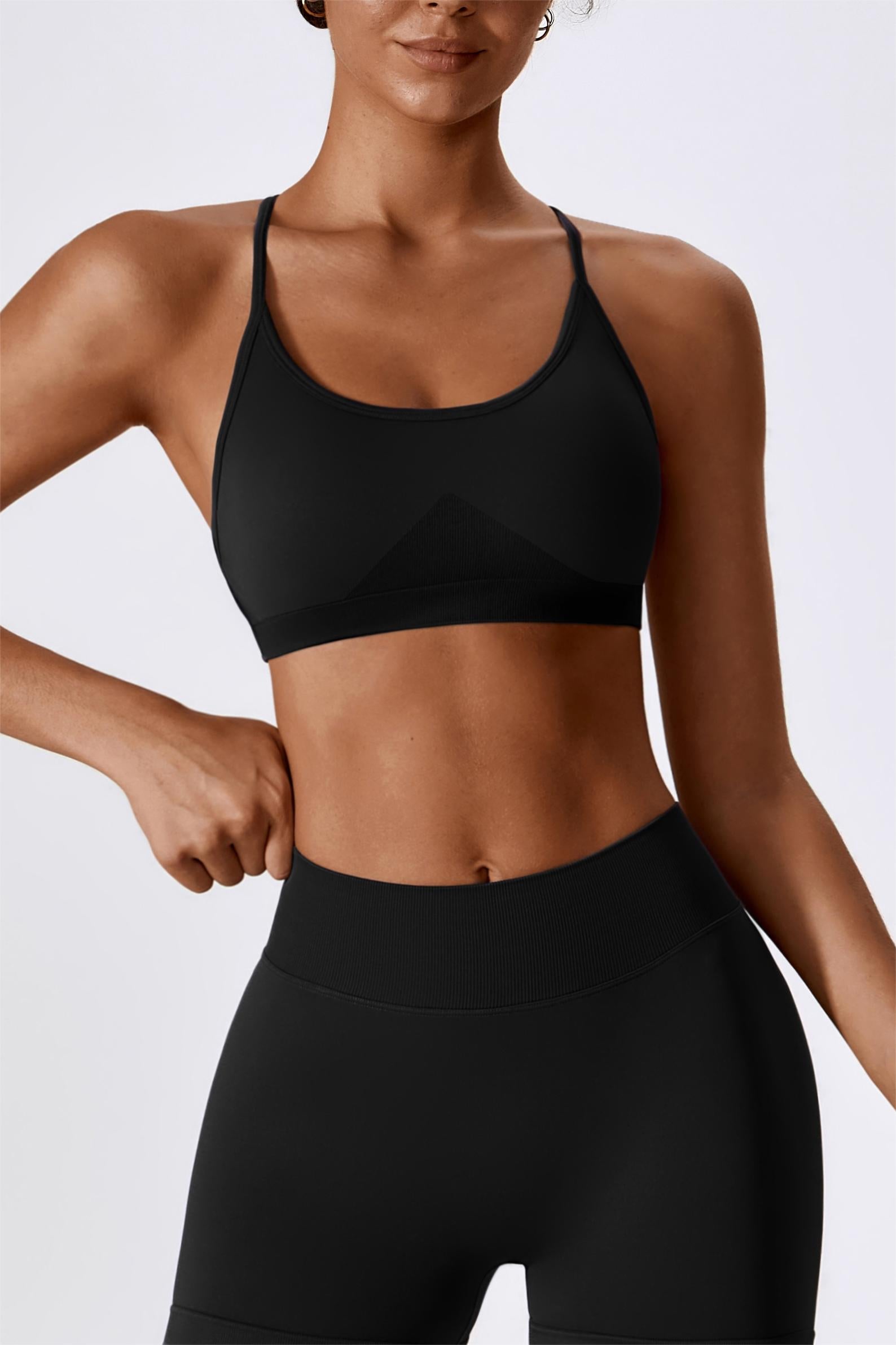 Chic Strappy Back Seamless Sports Bra by bornfocus