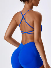 Chic Strappy Back Seamless Sports Bra by bornfocus