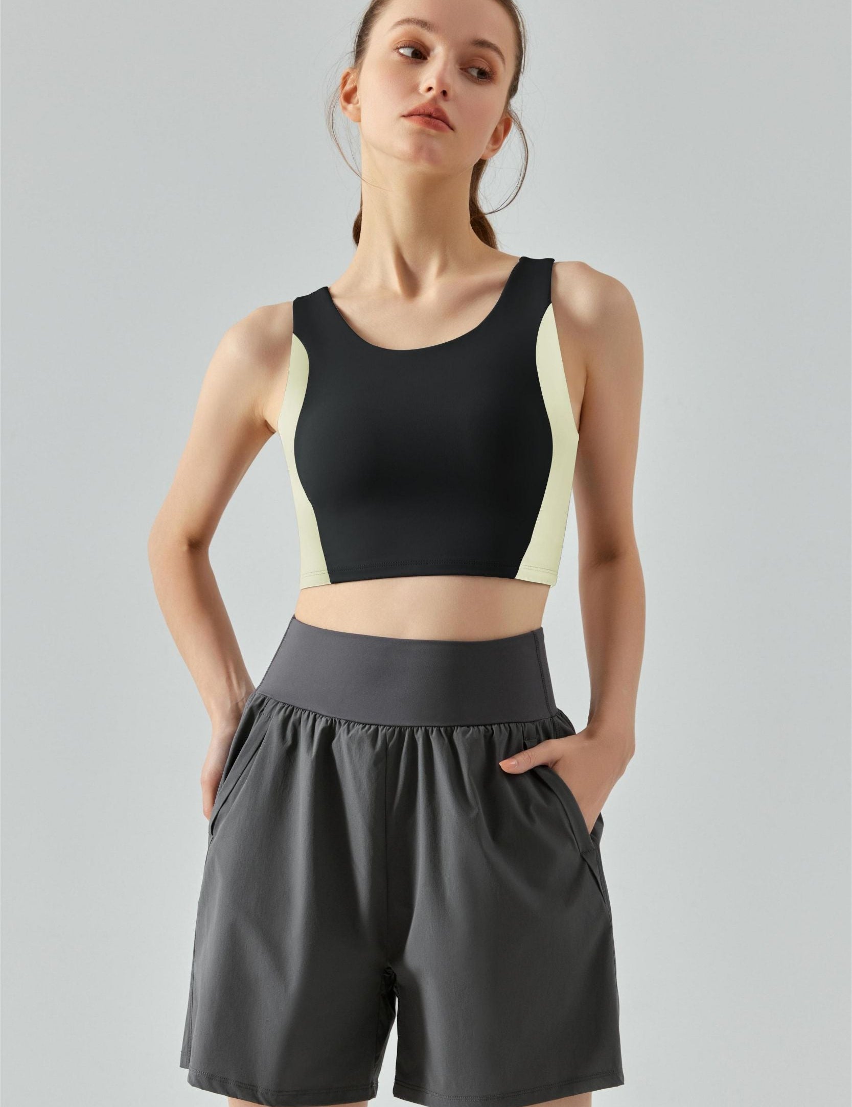 Color-Block Racerback Sports Bra by bornfocus