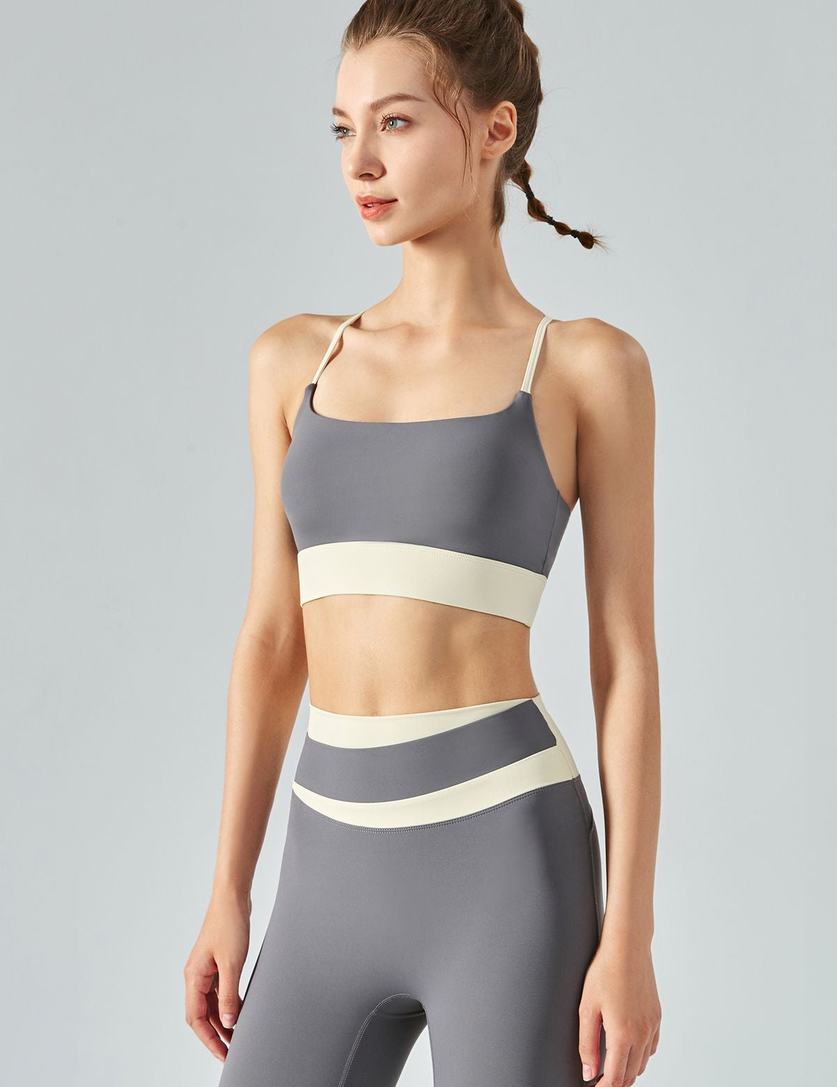 Colorblock Criss Cross Back Sports Bra by bornfocus