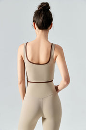 Contrast Edge Open Back Sports Bra by bornfocus