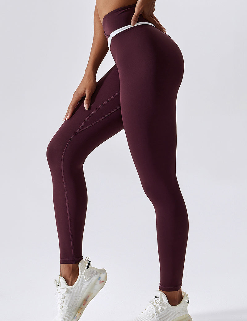 Contrast Trim V-Waist Gym Leggings by bornfocus