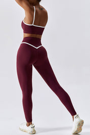 Contrast Trim V-Waist Gym Leggings by bornfocus