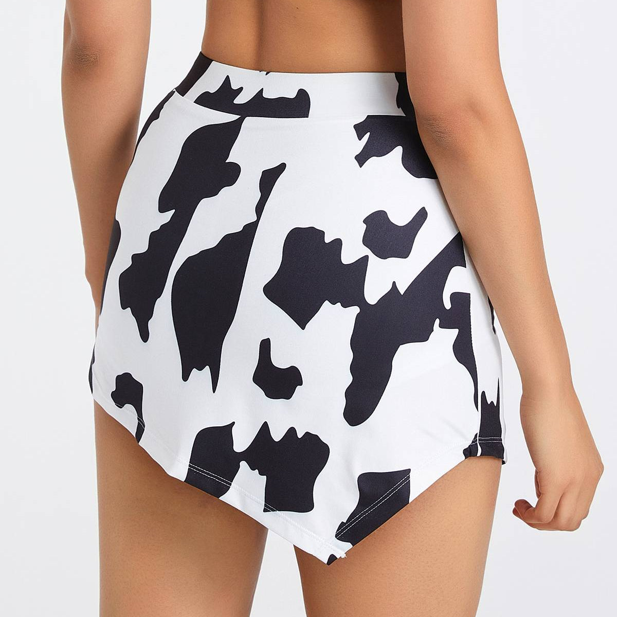 Cow Print Asymmetrical Mini Skirt by bornfocus