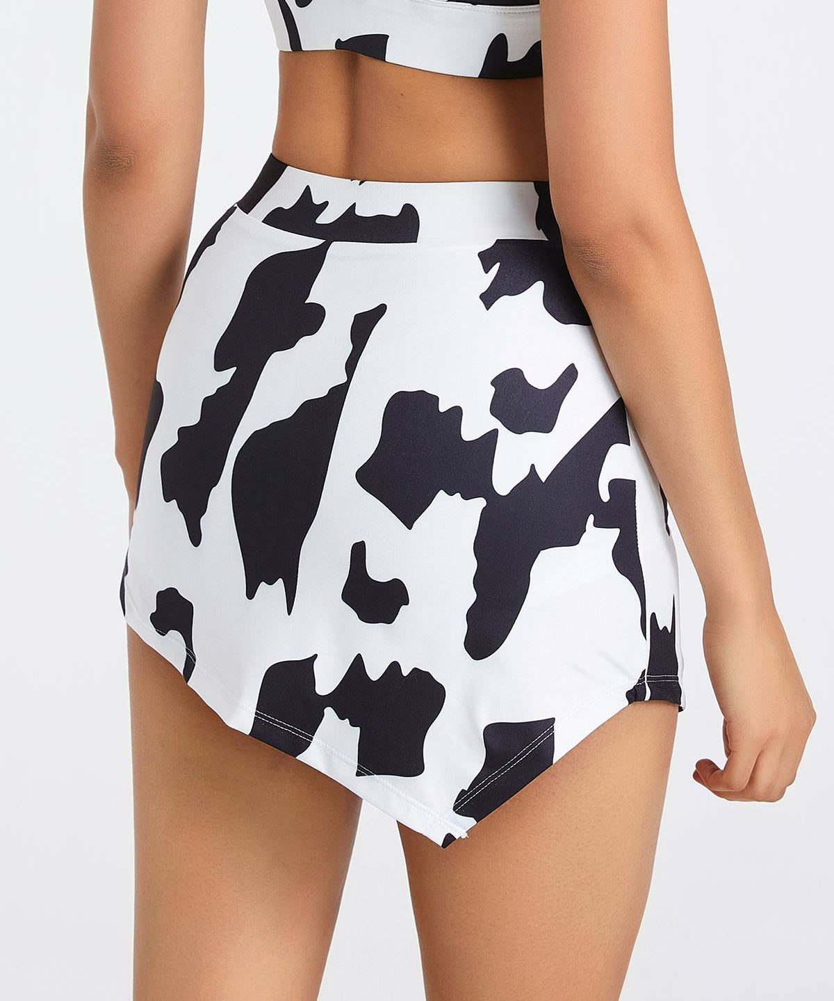 Cow Print Asymmetrical Mini Skirt by bornfocus