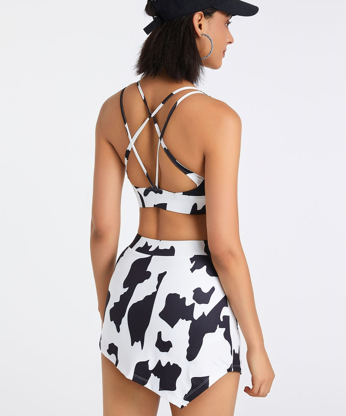 Cow Print Strappy Sports Bra by bornfocus