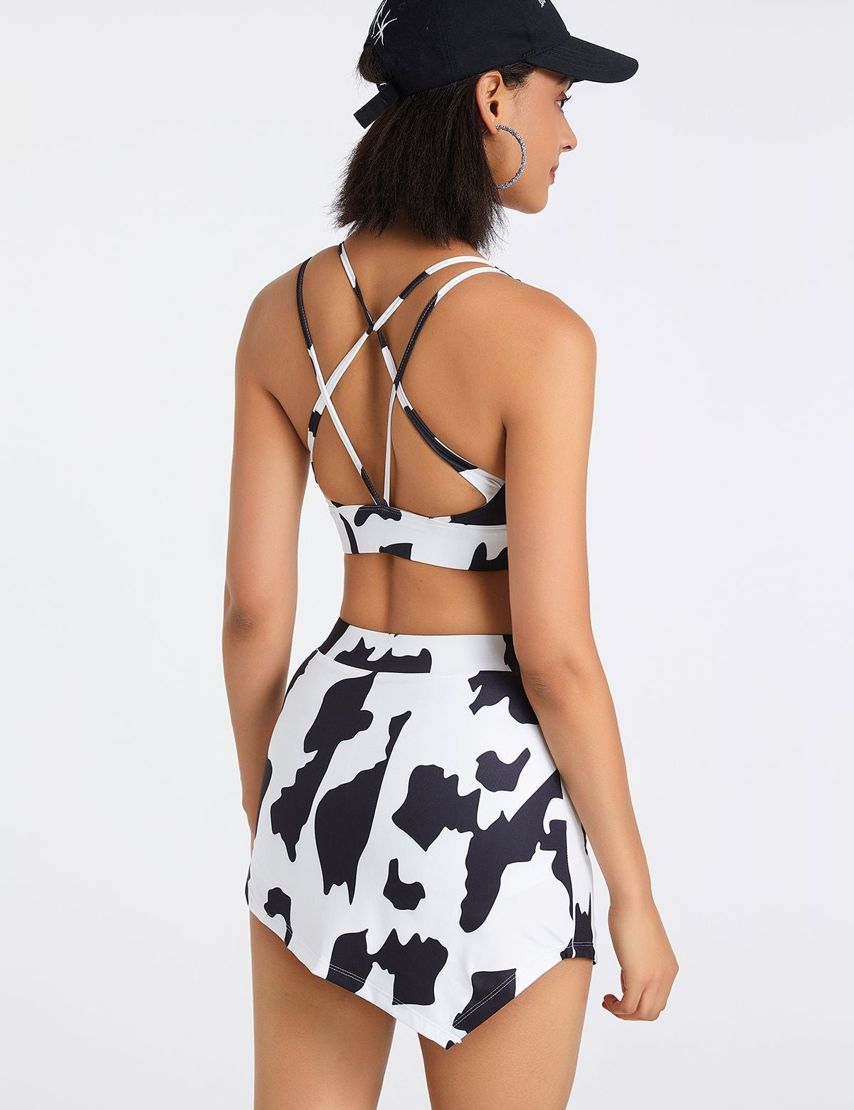 Cow Print Strappy Sports Bra by bornfocus