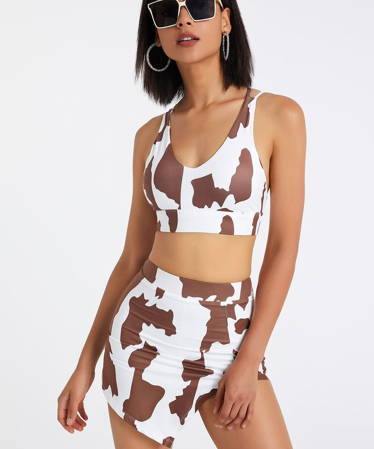 Cow Print Strappy Sports Bra by bornfocus