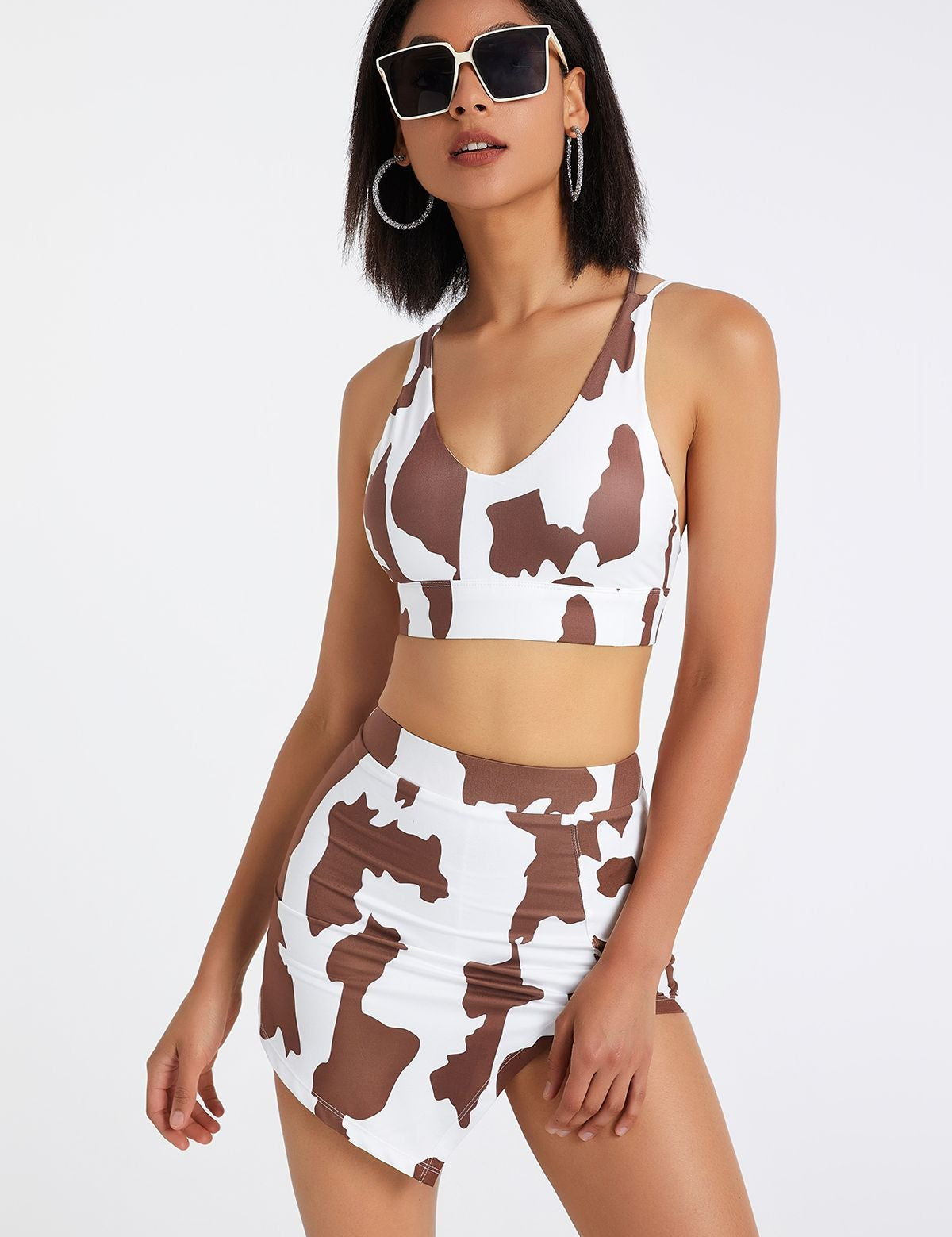 Cow Print Strappy Sports Bra by bornfocus