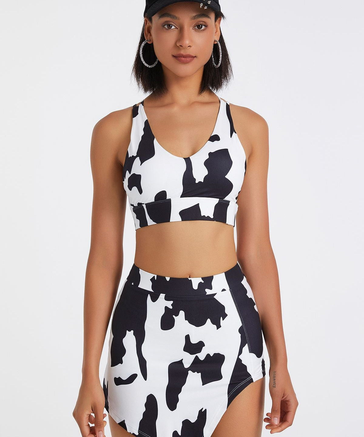 Cow Print Strappy Sports Bra by bornfocus