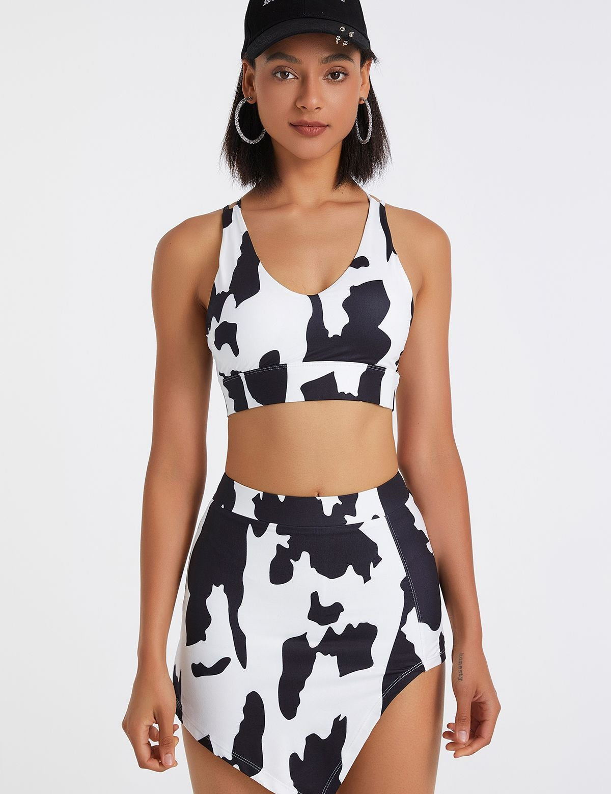 Cow Print Strappy Sports Bra by bornfocus