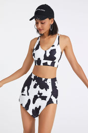 Cow Print Strappy Sports Bra by bornfocus