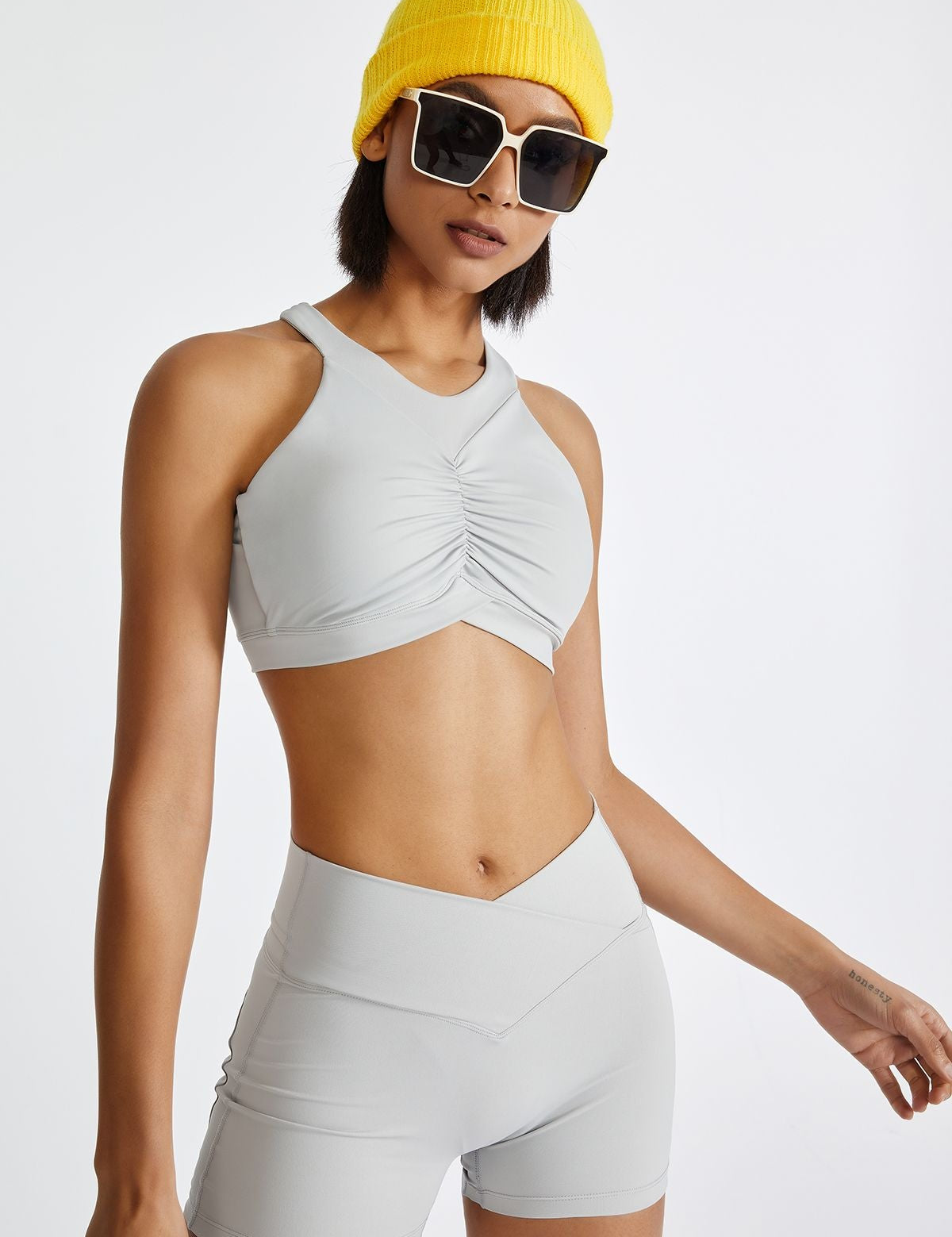 Cross Straps Cutout Back Sports Bra by bornfocus