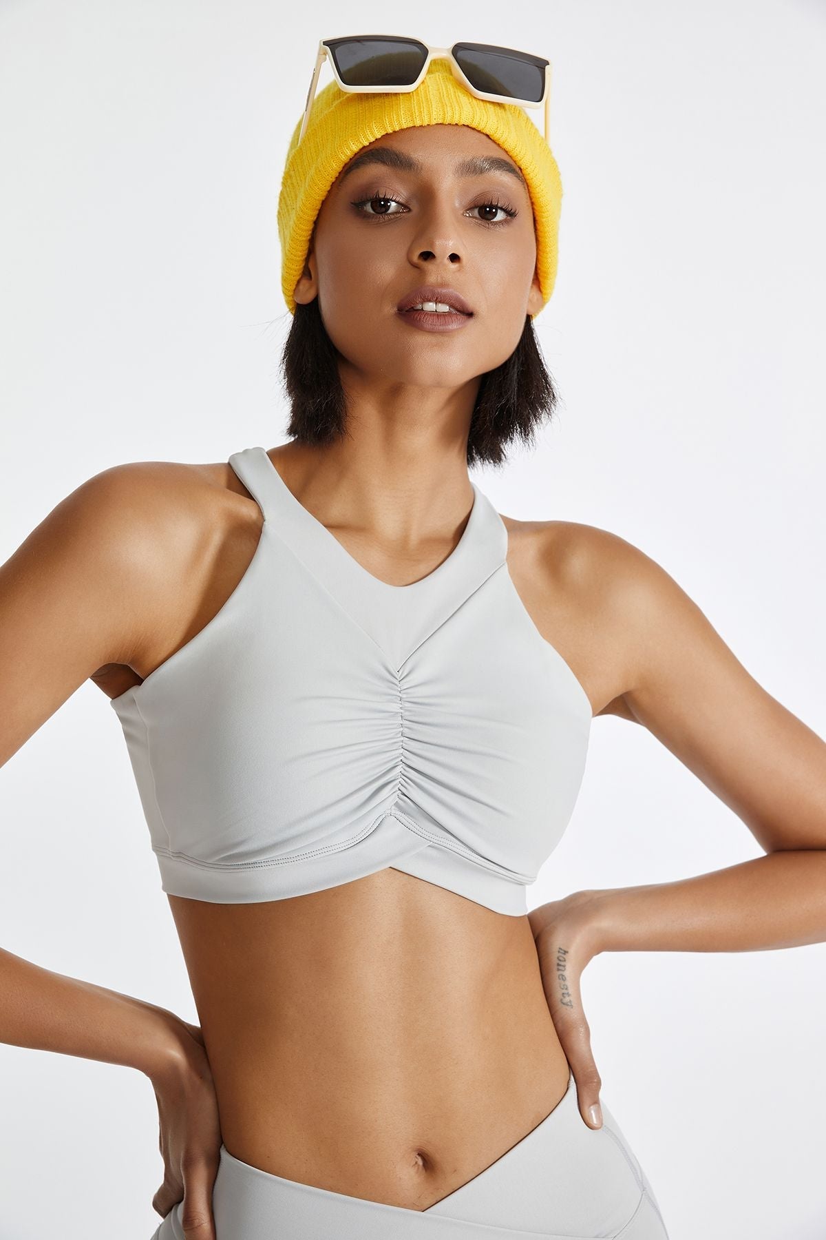 Cross Straps Cutout Back Sports Bra by bornfocus