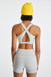 Cross Straps Cutout Back Sports Bra by bornfocus