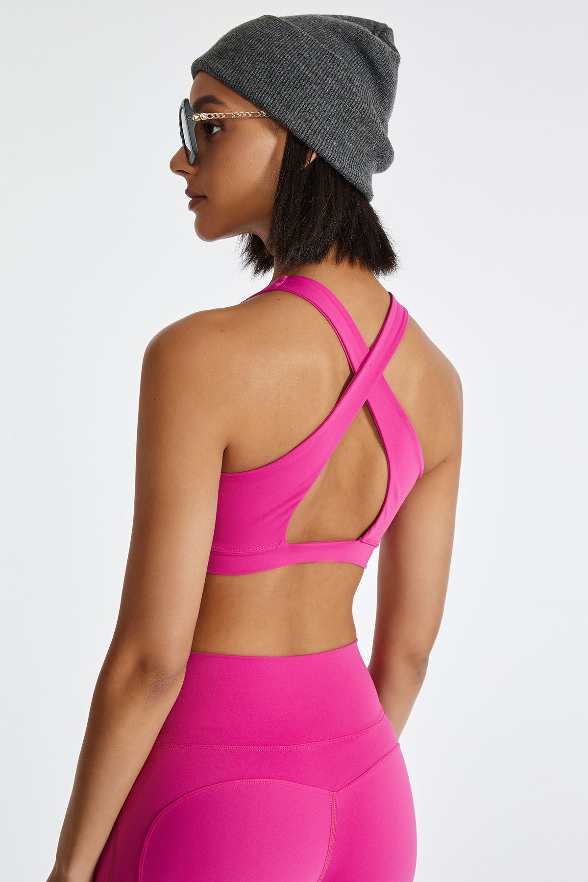 Cross Straps Cutout Back Sports Bra by bornfocus