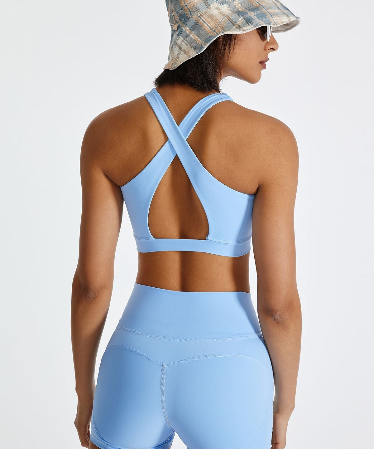 Cross Straps Cutout Back Sports Bra by bornfocus