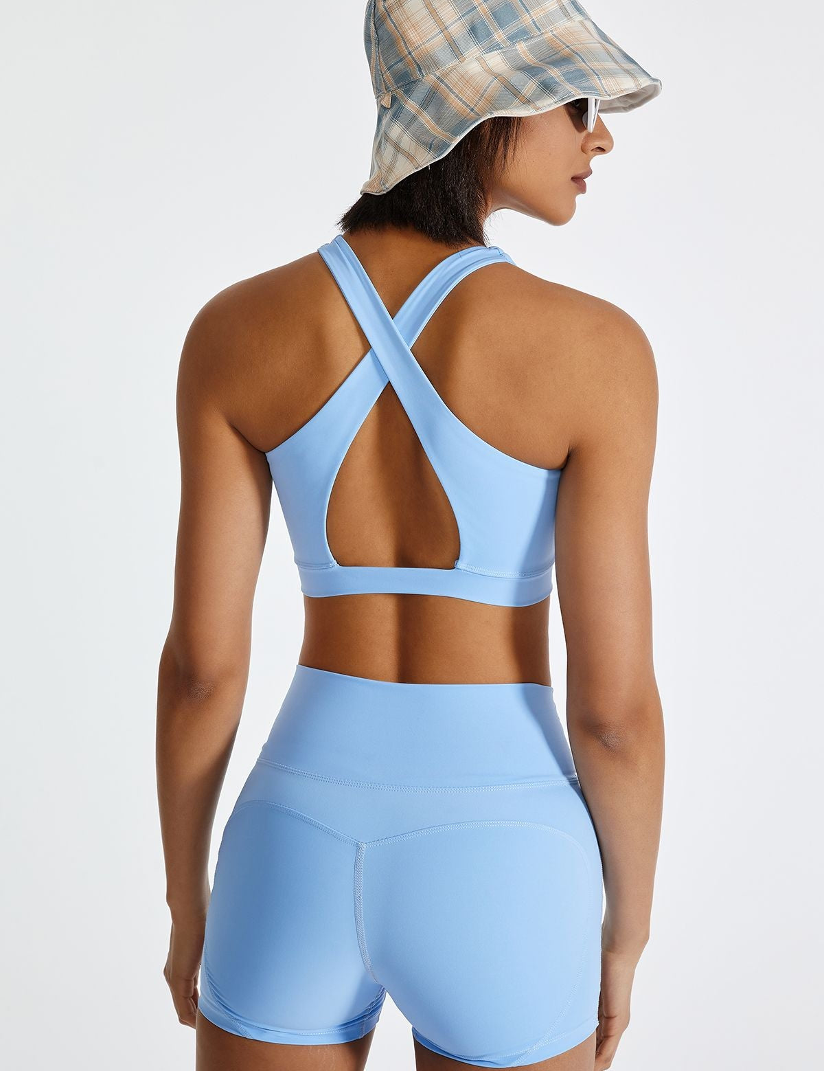 Cross Straps Cutout Back Sports Bra by bornfocus