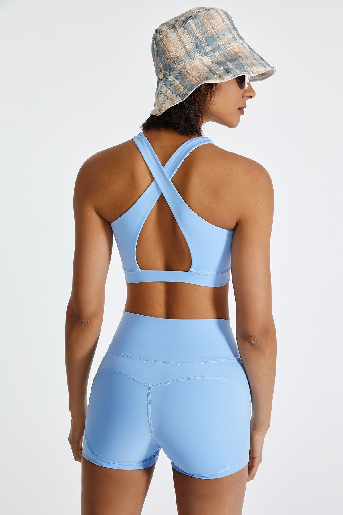 Cross Straps Cutout Back Sports Bra by bornfocus