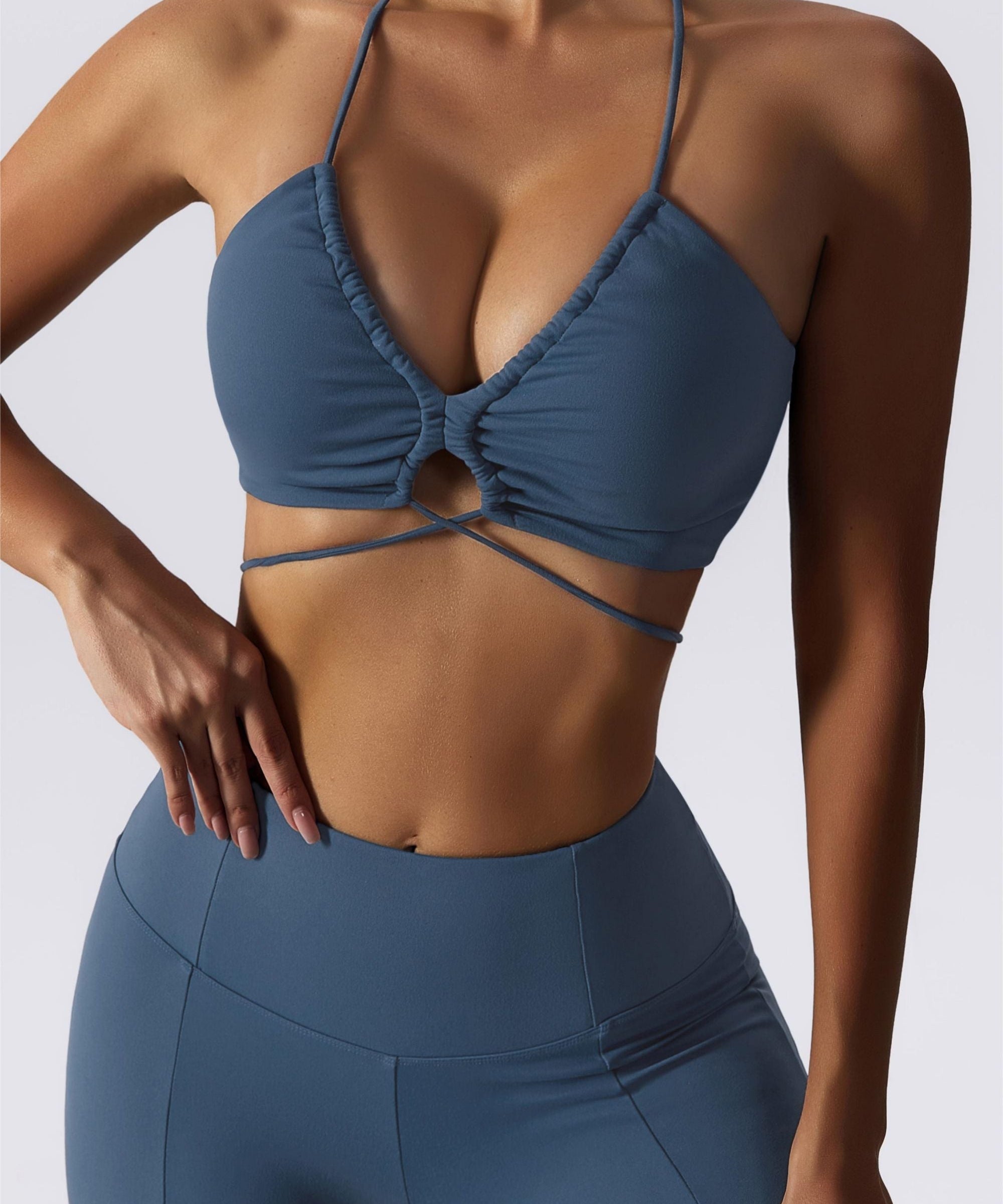 Criss Cross Straps with Drawstring Sports Bra by bornfocus