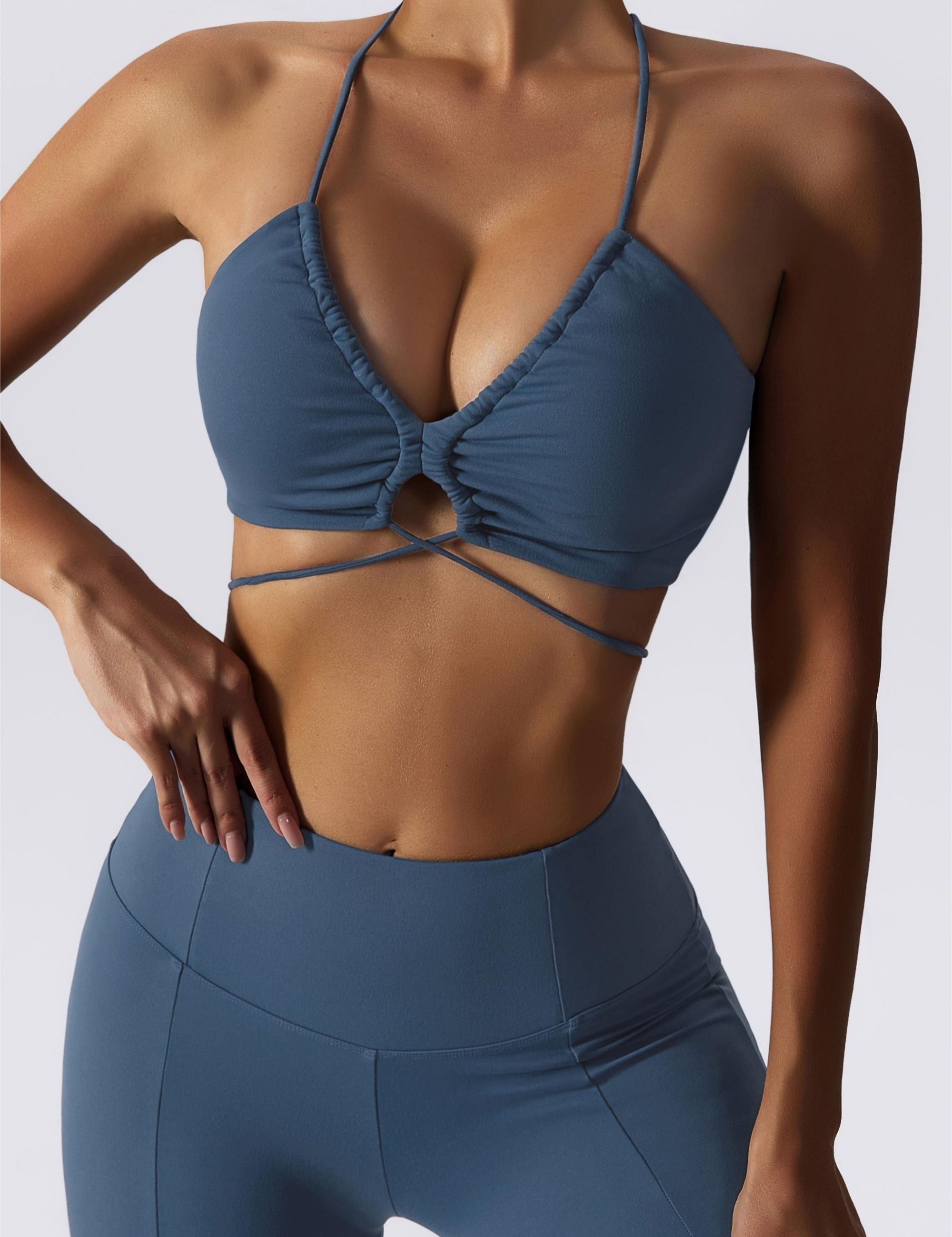 Criss Cross Straps with Drawstring Sports Bra by bornfocus