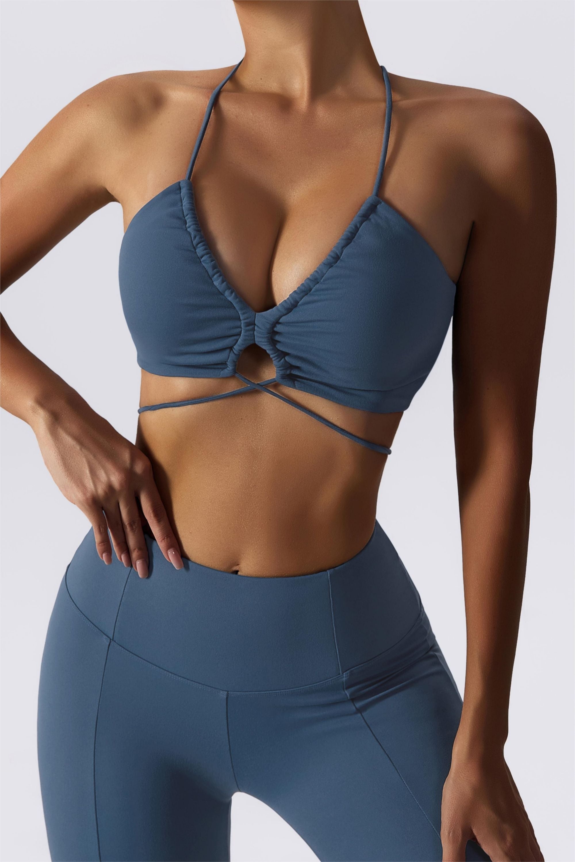 Criss Cross Straps with Drawstring Sports Bra by bornfocus