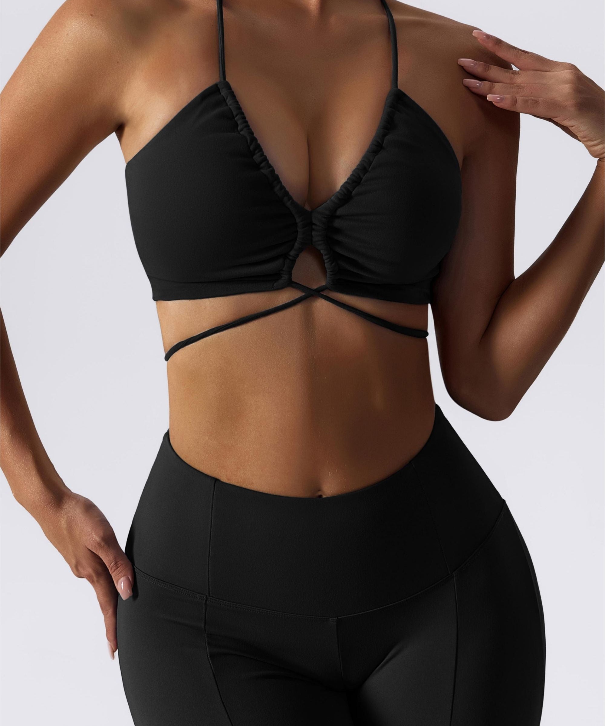 Criss Cross Straps with Drawstring Sports Bra by bornfocus