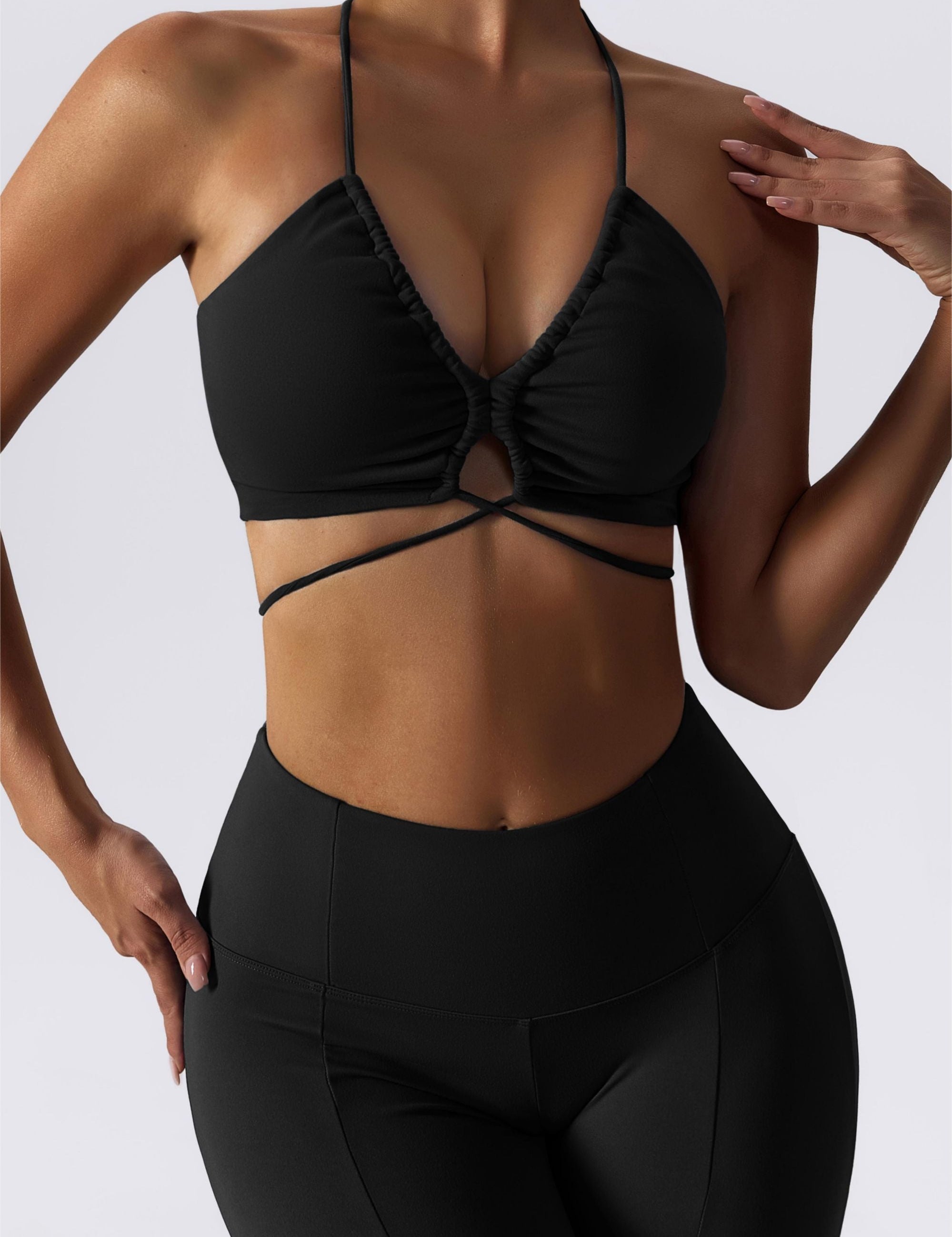 Criss Cross Straps with Drawstring Sports Bra by bornfocus